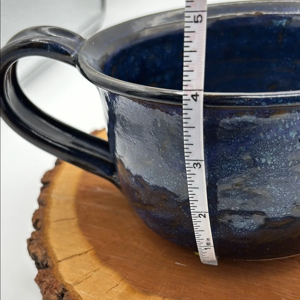 Brown Stone Studio Blue Pottery Batter‎ Bowl Signed & Dated